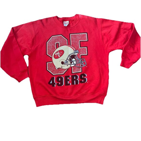 Vintage Team Rated 49ers SF RARE Gold Helmet Graphic Sweatshirt Sz Large - Picture 1 of 8